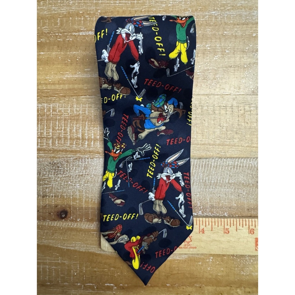Looney Tunes Mania Tie Vintage  VTG 1995 Golf Teed-off Bugs‎ Bunny Taz Daffy